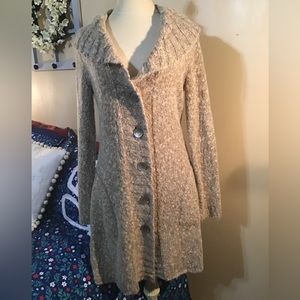 Women’s size extra small J.Jill long sleeve long sweater button down pockets CC